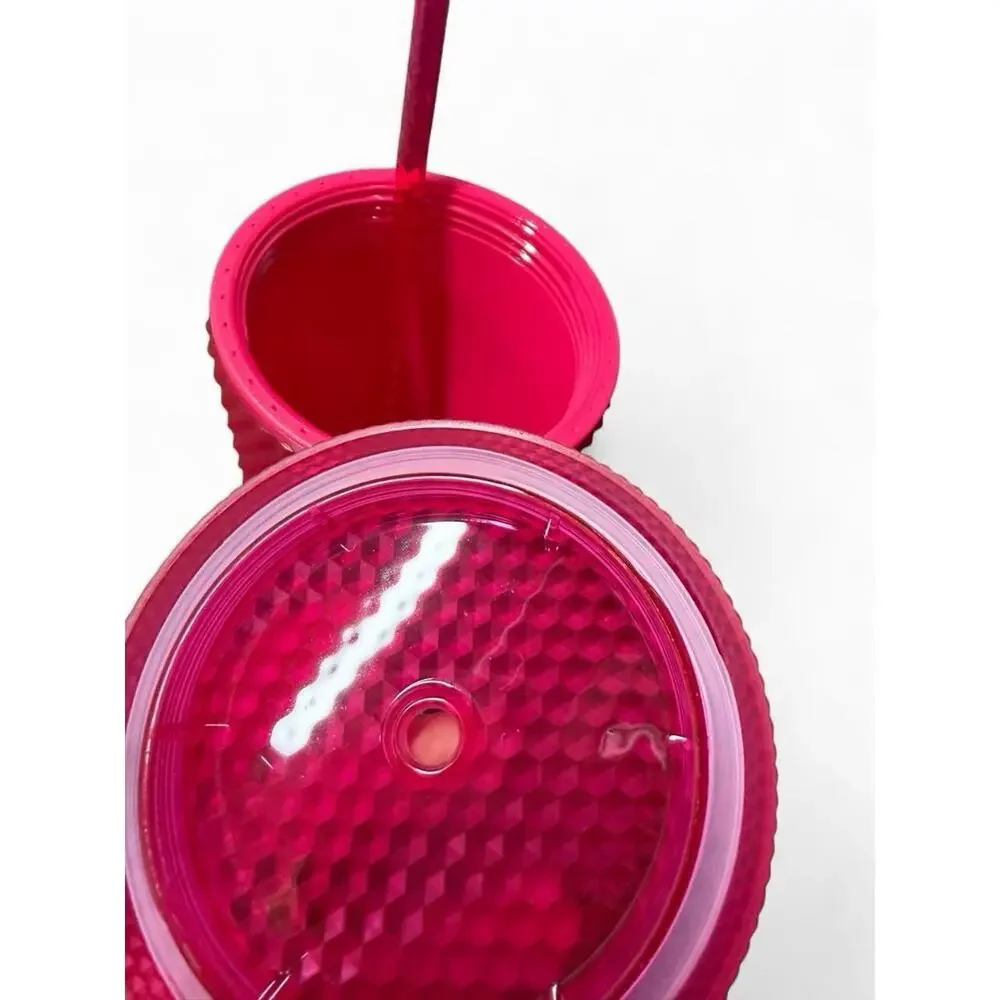 starbucks 2023 hot pink soft touch studded tumbler venti 24oz cold cup Brand New